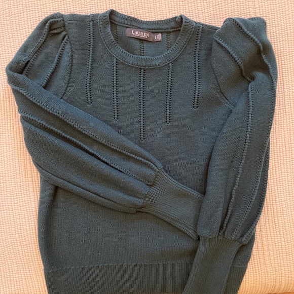 Lauren Ralph Lauren Hunter green puff sleeve sweater Large - Picture 6 of 6